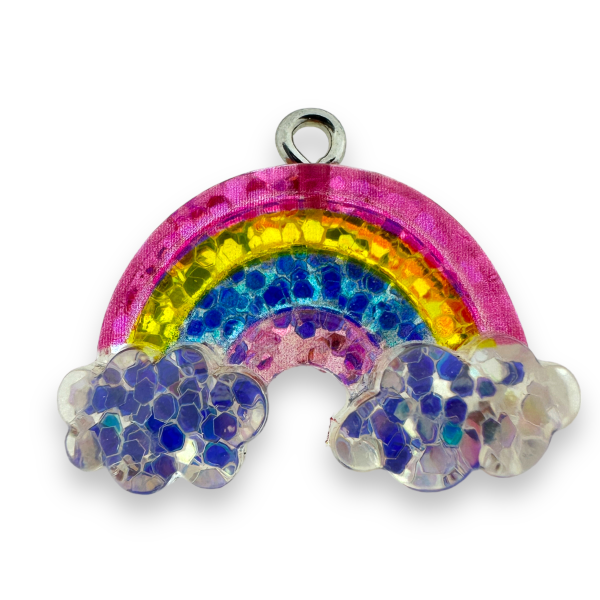 Resin hanger glitter regenboog multicolor 21x26x6mm-bedels-Kraaltjes van Renate