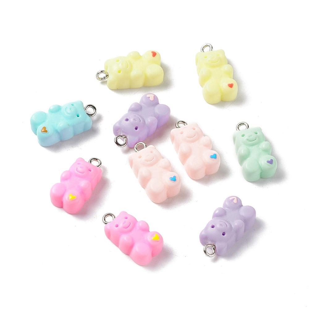 Resin hanger gummybear gekleurd/zilver 20mm - per stuk-Kralen-Kraaltjes van Renate