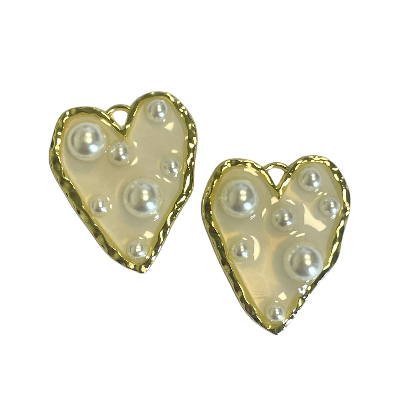 Resin hanger hart parels/goud 36mm-bedels-Kraaltjes van Renate