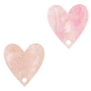 Resin hanger hartje light pink 16x15mm-bedels-Kraaltjes van Renate