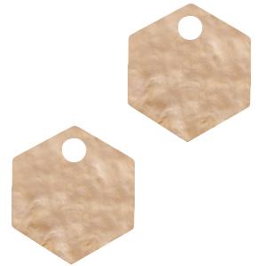 Resin hanger hexagon Light semolina beige 14x12mm-Kraaltjes van Renate