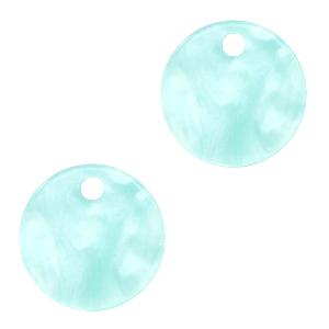 Resin hanger muntje Bleached aqua 12mm-Kraaltjes van Renate