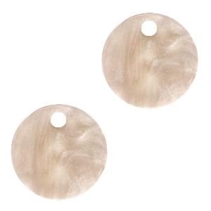 Resin hanger muntje Light semolina beige 12mm-Kraaltjes van Renate