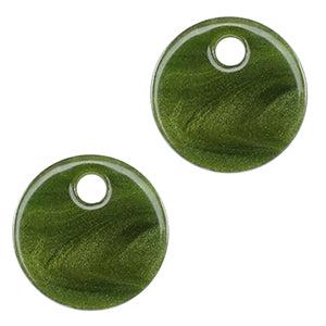 Resin hanger muntje Moss green 12mm - per stuk-bedels-Kraaltjes van Renate