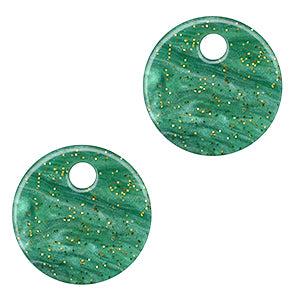 Resin hanger muntje Multicolor green 12mm - per stuk-bedels-Kraaltjes van Renate