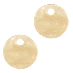 Resin hanger muntje Sand beige 12mm - per stuk-bedels-Kraaltjes van Renate