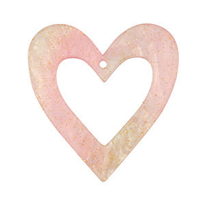 Resin hanger open hart light pink 37x35mm-bedels-Kraaltjes van Renate
