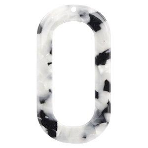 Resin hanger ovaal Zwart-wit 56x30mm-Kraaltjes van Renate