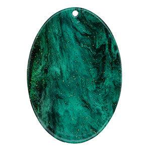 Resin hanger ovaal glitter Multicolor green 50x35mm-bedels-Kraaltjes van Renate