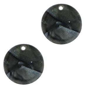 Resin hanger rond muntje Black 12mm-Kraaltjes van Renate