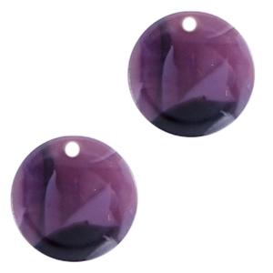 Resin hanger rond muntje Purple 12mm-Kraaltjes van Renate