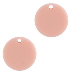 Resin hanger rond muntje Vintage pink 12mm-Kraaltjes van Renate