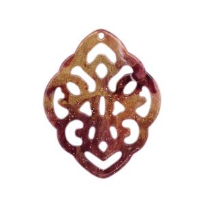 Resin hanger ruit barok Mixed red-pink 42x32mm-Kraaltjes van Renate