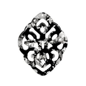 Resin hanger ruit barok Silver-black 42x32mm-Kraaltjes van Renate