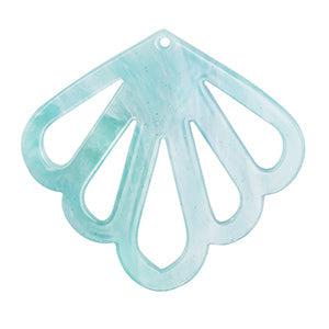 Resin hanger schelp blue glitter 42x45mm-bedels-Kraaltjes van Renate
