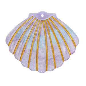 Resin hanger schelp paars/goud 38x45mm-bedels-Kraaltjes van Renate
