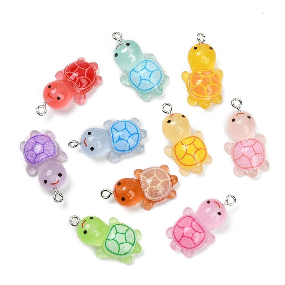 Resin hanger schildpad gekleurd/zilver 29mm - per stuk-Kralen-Kraaltjes van Renate