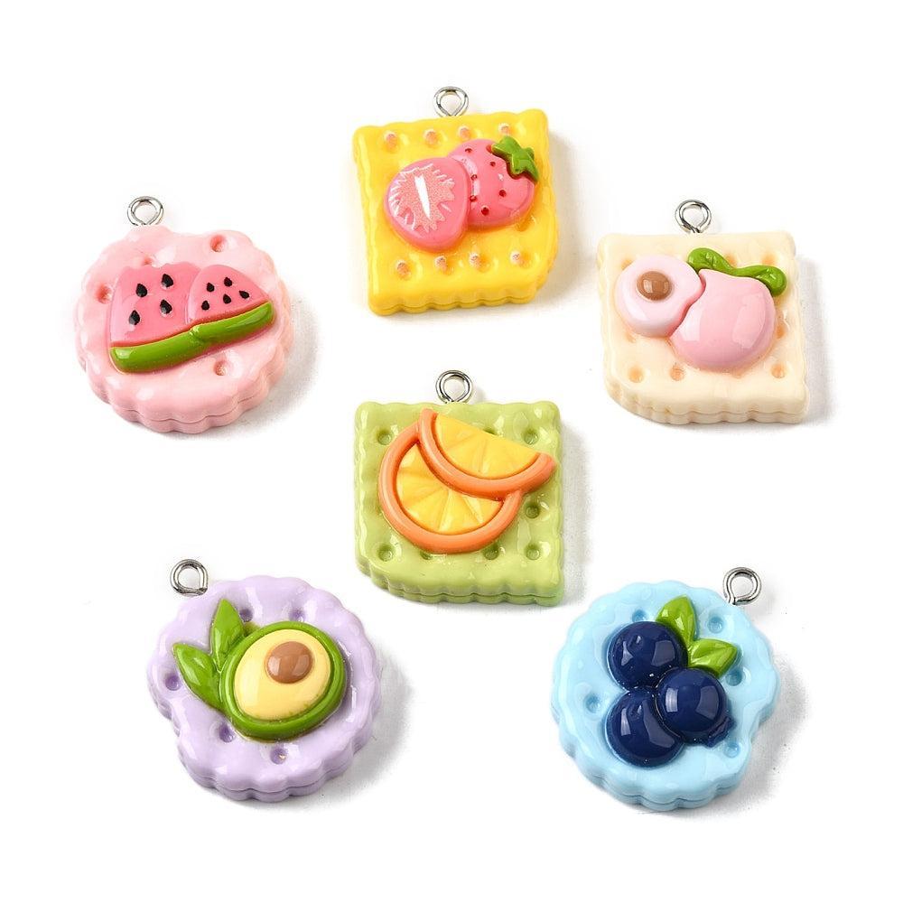 Resin hanger toast gekleurd/zilver 24,5mm - per stuk-Kralen-Kraaltjes van Renate