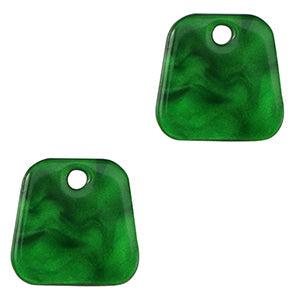 Resin hanger trapezium glitter Emerald green 14x14mm-bedels-Kraaltjes van Renate