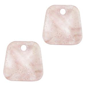 Resin hanger trapezium glitter Hortensia pink 14x14mm-bedels-Kraaltjes van Renate