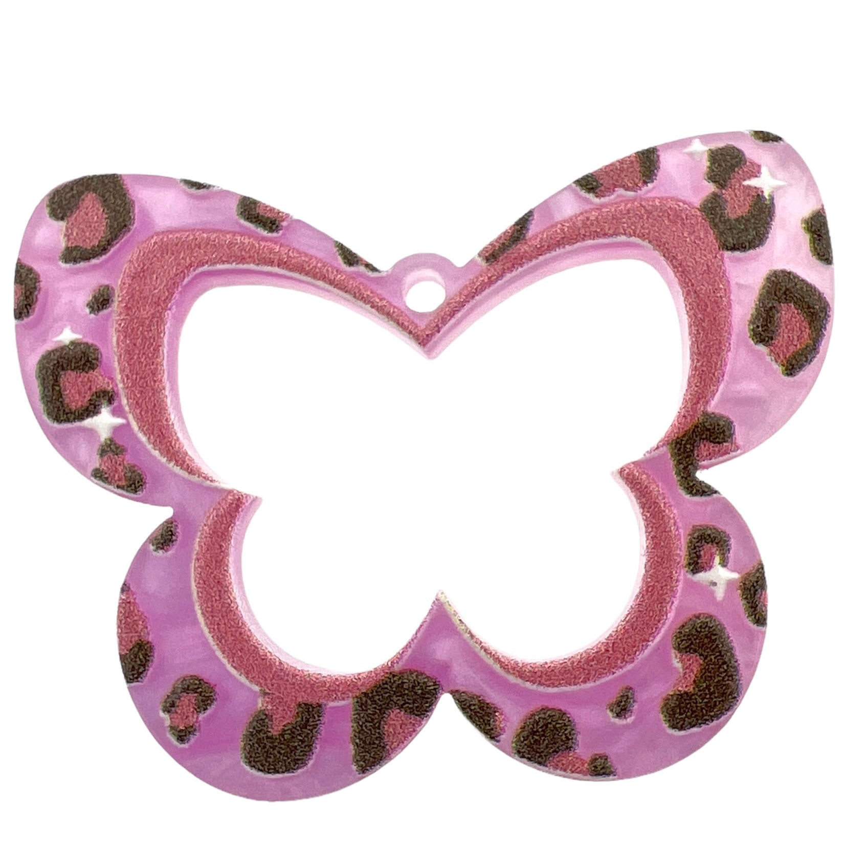 Resin hanger vlinder paars tijgerprint 27x35x2mm-bedels-Kraaltjes van Renate