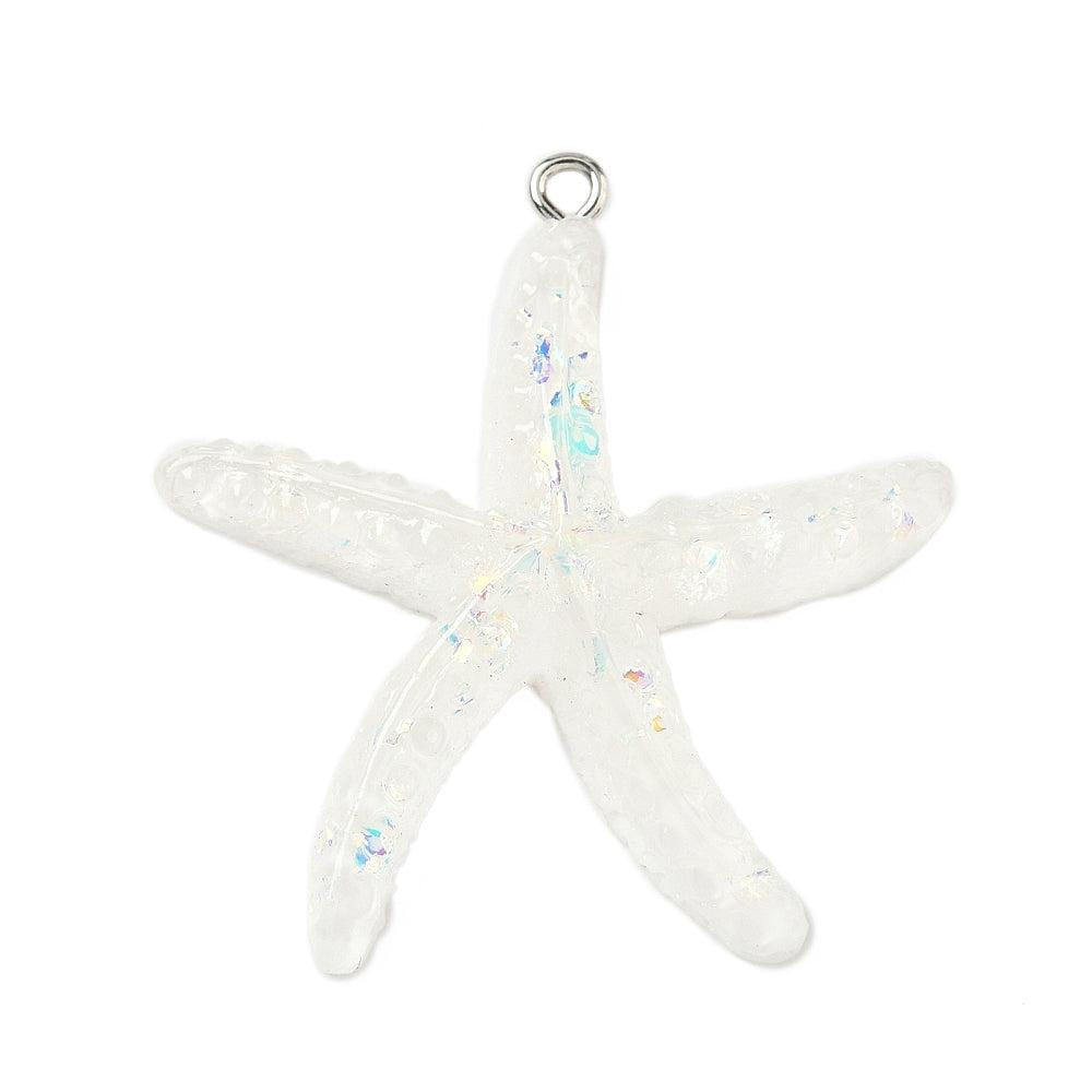 Resin hanger zeester rainbow/clear 41mm- per stuk-Kralen-Kraaltjes van Renate