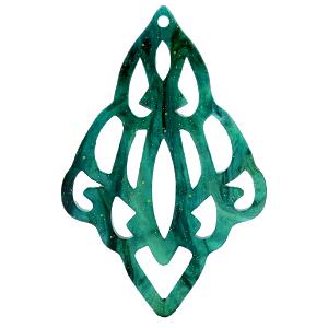 Resin hangers barok diamant Ocean green 42x65mm-Kraaltjes van Renate