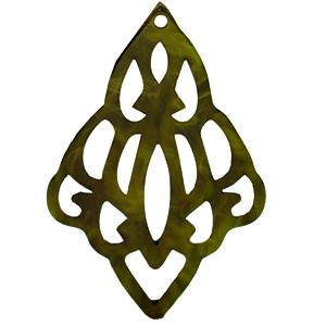 Resin hangers barok diamant Olive green 42x65mm-Kraaltjes van Renate
