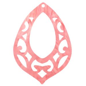 Resin hangers barok druppel Living coral pink 42x60mm-Kraaltjes van Renate