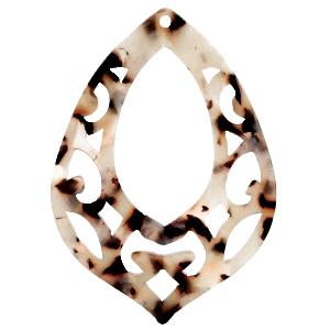 Resin hangers barok druppel Mixed beige-brown 42x60mm-Kraaltjes van Renate