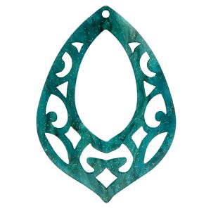 Resin hangers barok druppel Ocean green 42x60mm-Kraaltjes van Renate