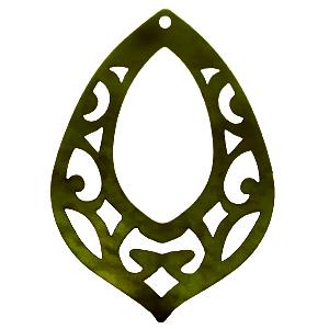 Resin hangers barok druppel Olive green 42x60mm-Kraaltjes van Renate