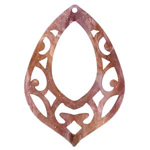 Resin hangers barok druppel Sugar almond taupe 42x60mm-Kraaltjes van Renate