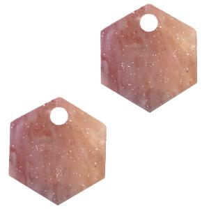 Resin hangers hexagon Sugar almond taupe 14x12mm-Kraaltjes van Renate