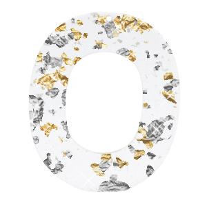 Resin hangers ovaal Silver gold-transparant 48x40mm-Kraaltjes van Renate