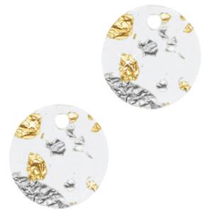 Resin hangers rond Silver gold-transparant 12mm-Kraaltjes van Renate