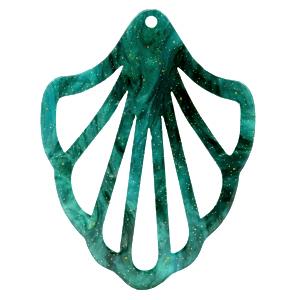 Resin hangers schelp Ocean green 41x55mm-Kraaltjes van Renate