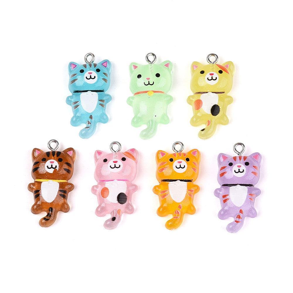 Resin kat gekleurd Hanger gekleurd/zilver - per stuk-bedels-Kraaltjes van Renate