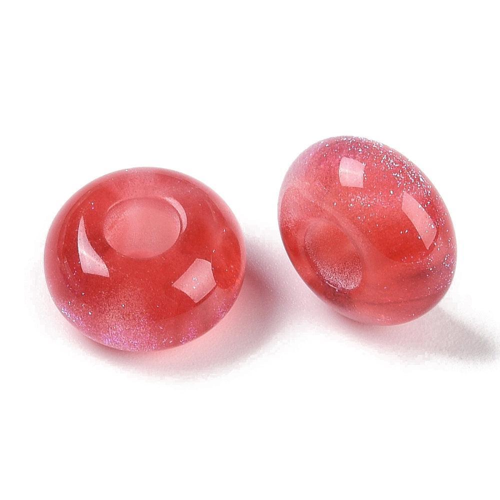 Resin Kraal Cranberry Met Glitters 13,5mm - per stuk-Kralen-Kraaltjes van Renate