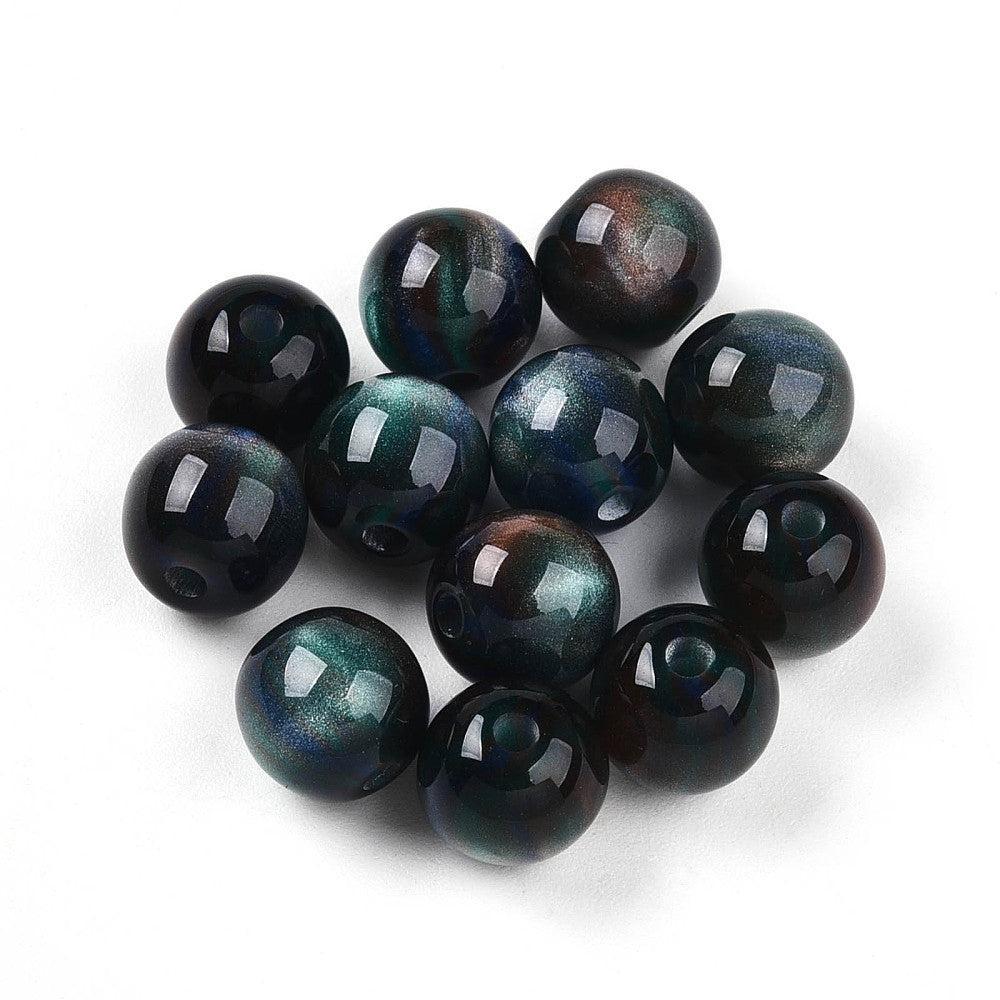 Resin kralen rond prussian blue 8mm - per 14 stuks-Kralen-Kraaltjes van Renate