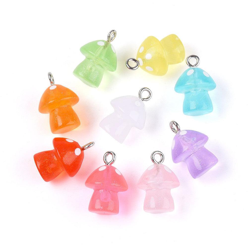 Resin paddenstoel gekleurd Hanger gekleurd/zilver - per stuk-bedels-Kraaltjes van Renate