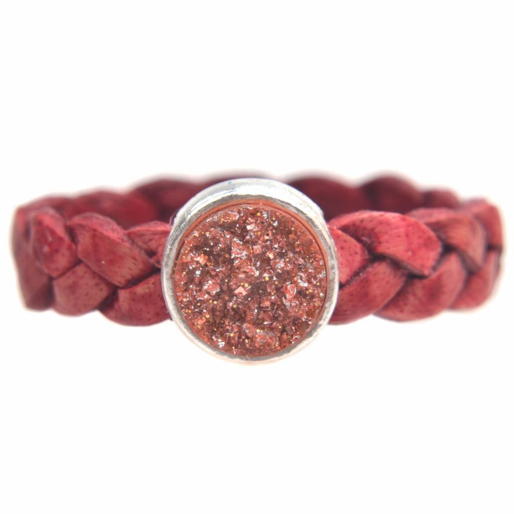 Ring Gevlochten leer & polaris DIY candy red-Kraaltjes van Renate