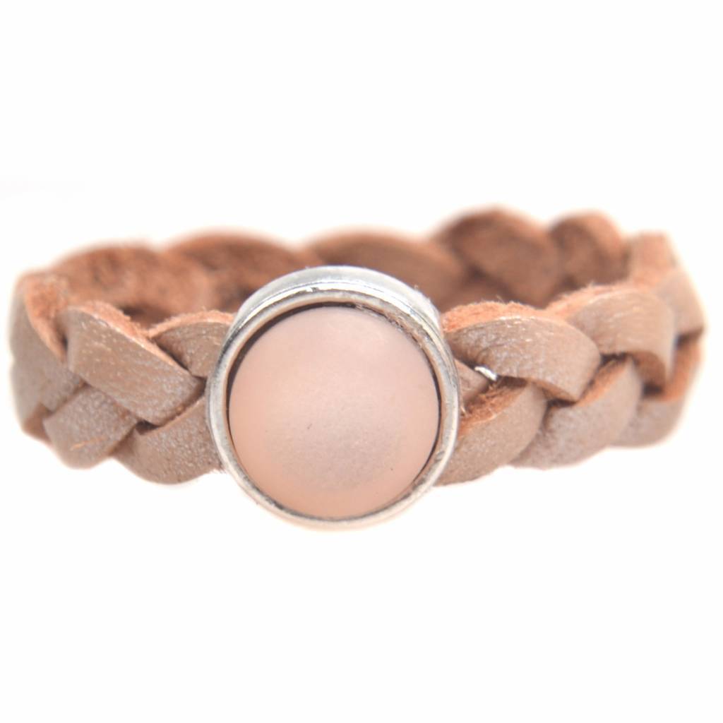 Ring Gevlochten leer & polaris DIY nude peach-Kraaltjes van Renate