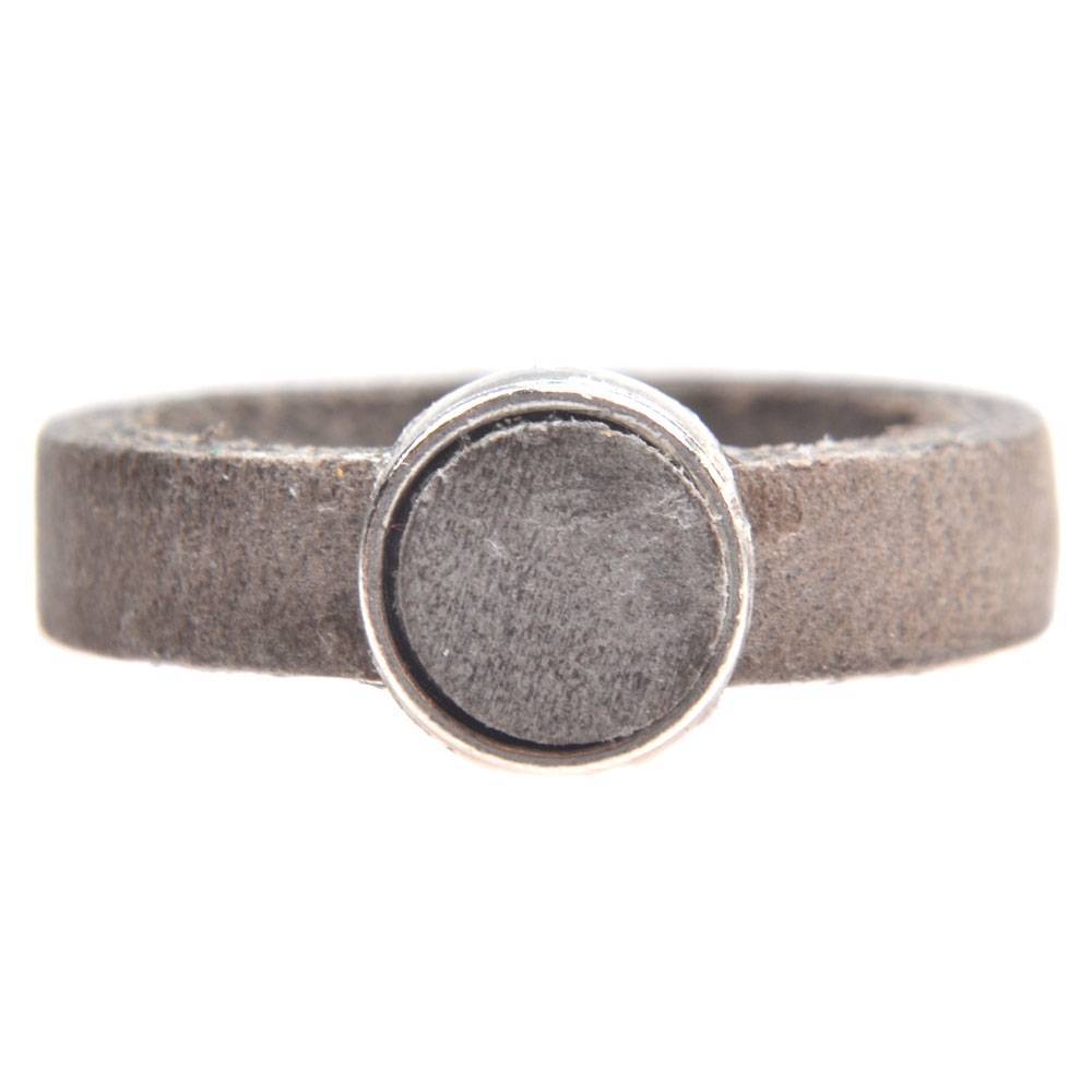 Ring Plat leer & leer cabochon DIY greige-Kraaltjes van Renate