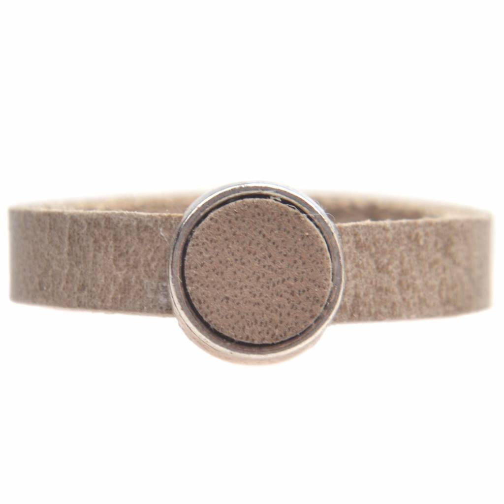 Ring Plat leer & leer cabochon DIY sand-Kraaltjes van Renate
