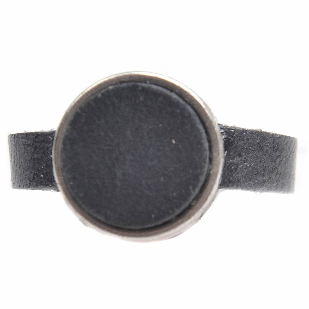 Ring Plat leer & leer cabochon breed DIY black metallic-Kraaltjes van Renate