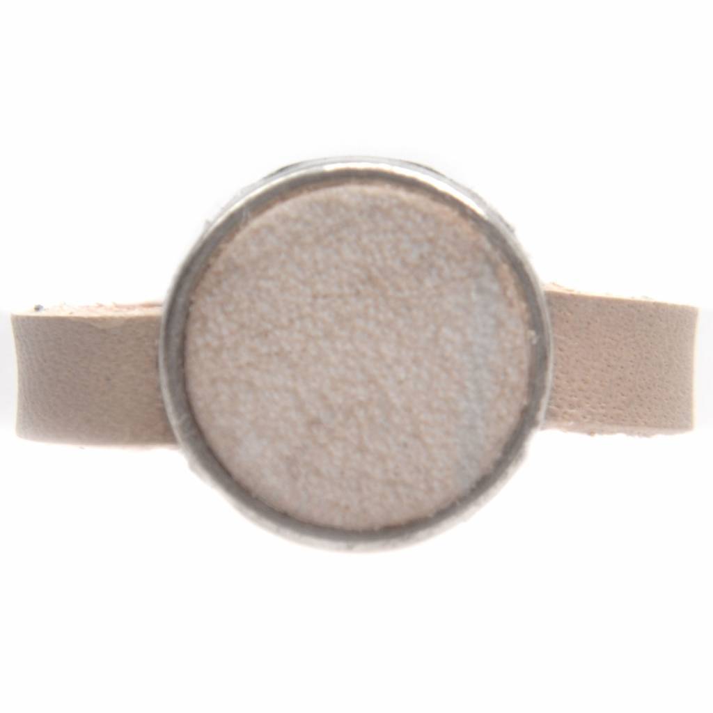 Ring Plat leer & leer cabochon breed DIY sand pearl-Kraaltjes van Renate