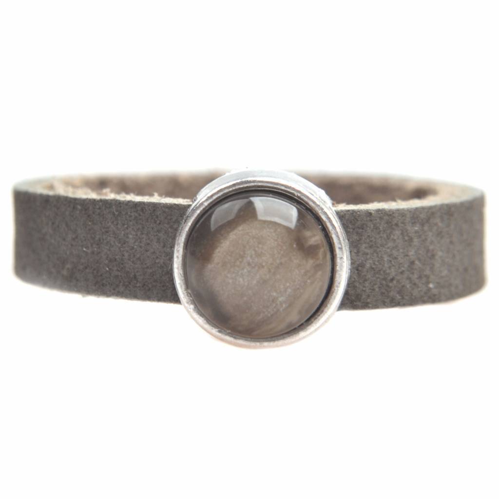 Ring Plat leer & polaris DIY army green-Kraaltjes van Renate