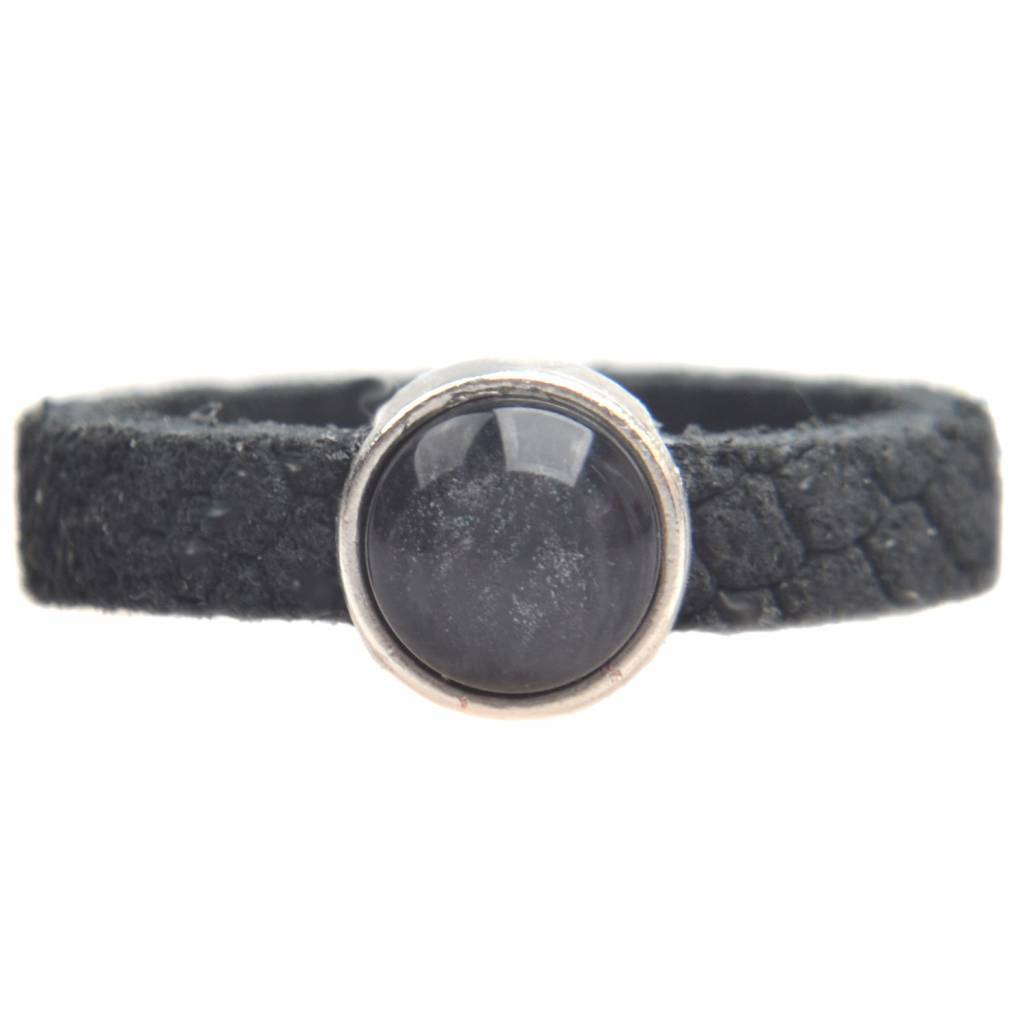 Ring Reptile leer & polaris DIY dark grey-Kraaltjes van Renate