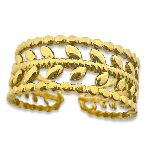 Ring blaadjes goud stainless steel-Sieraden-Kraaltjes van Renate